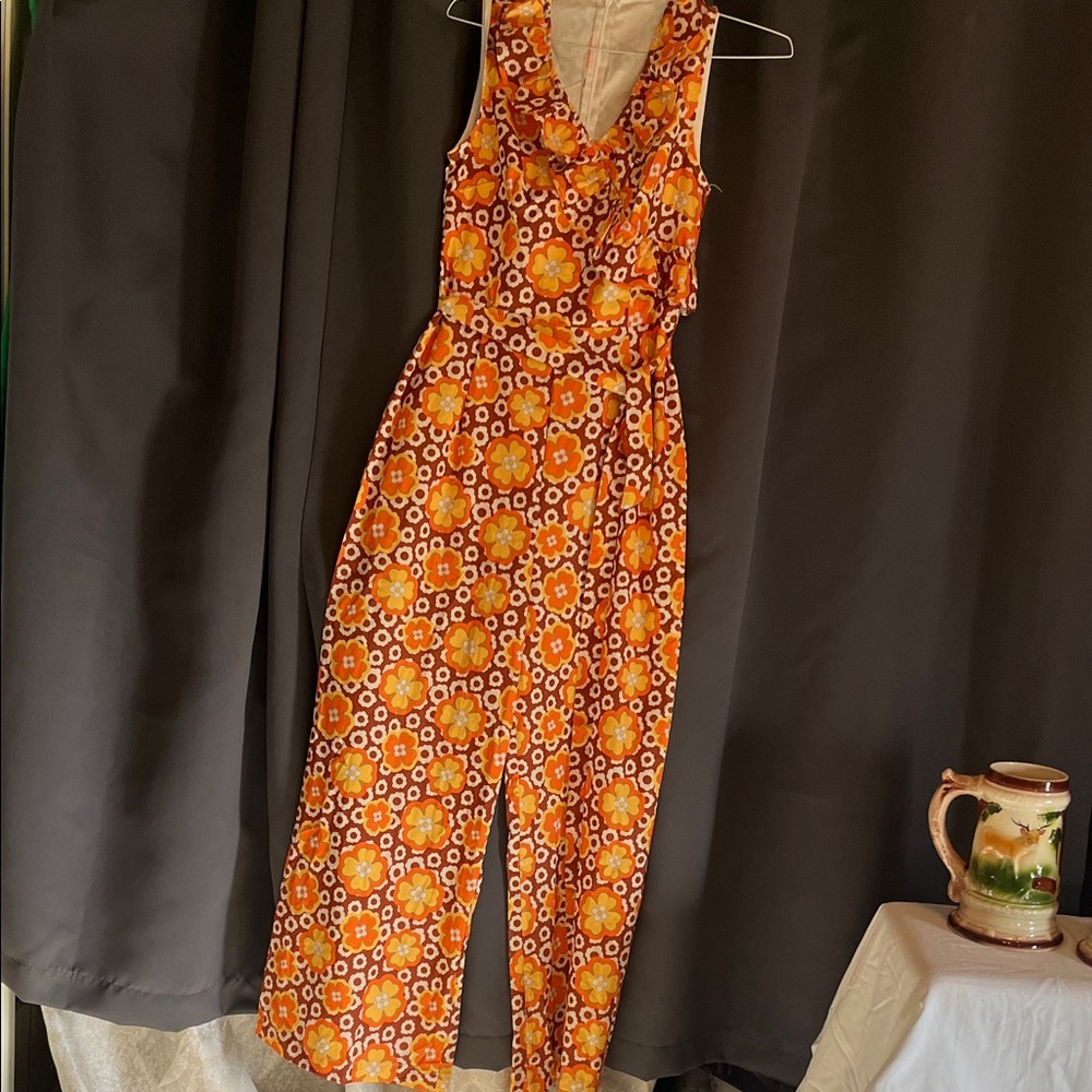 Floral Orange Jumpsuit